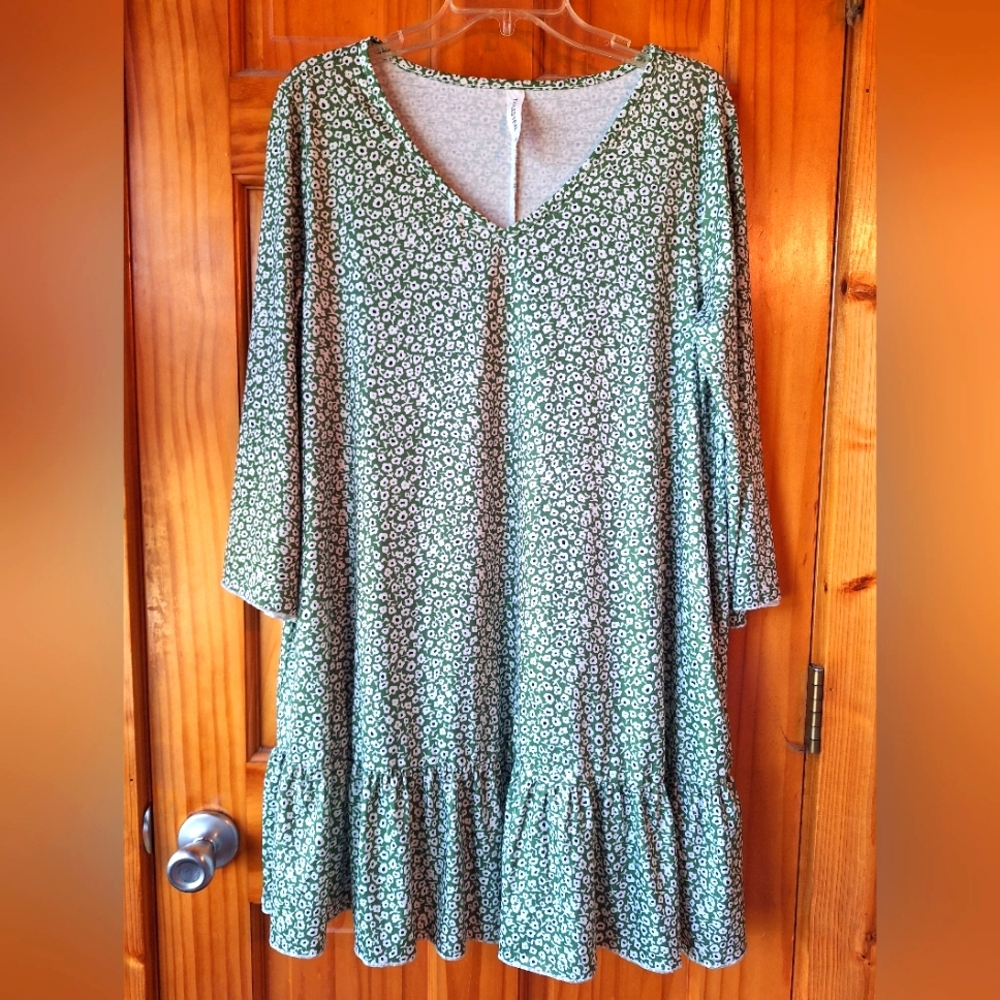 Tickled Teal Green and White XL Dress